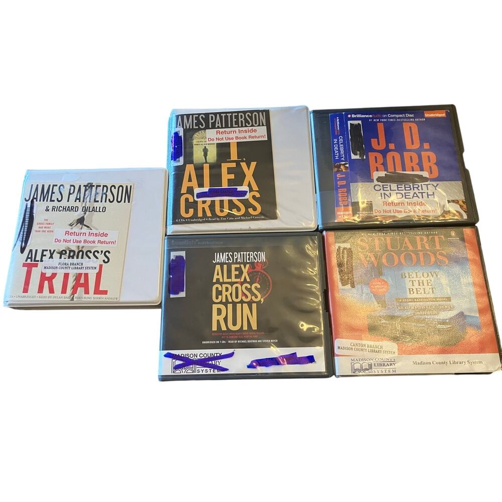 James Patterson JD ROBB Stuart Woods Lot of (5) Audiobook‎ CD Alex Cross